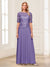 A-Line/Princess Scoop Half Sleeves Floor-Length Mother of the Bride Dresses with Applique & Lace