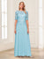 A-Line/Princess Scoop Half Sleeves Floor-Length Mother of the Bride Dresses with Applique & Lace
