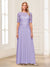 A-Line/Princess Scoop Half Sleeves Floor-Length Mother of the Bride Dresses with Applique & Lace
