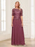 A-Line/Princess Scoop Half Sleeves Floor-Length Mother of the Bride Dresses with Applique & Lace