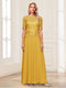 A-Line/Princess Scoop Half Sleeves Floor-Length Mother of the Bride Dresses with Applique & Lace