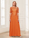 A-Line/Princess Scoop Half Sleeves Floor-Length Mother of the Bride Dresses with Applique & Lace