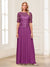 A-Line/Princess Scoop Half Sleeves Floor-Length Mother of the Bride Dresses with Applique & Lace