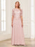 A-Line/Princess Scoop Half Sleeves Floor-Length Mother of the Bride Dresses with Applique & Lace