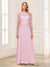A-Line/Princess Scoop Half Sleeves Floor-Length Mother of the Bride Dresses with Applique & Lace