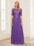 A-Line/Princess Scoop Half Sleeves Floor-Length Mother of the Bride Dresses with Applique & Lace