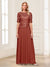 A-Line/Princess Scoop Half Sleeves Floor-Length Mother of the Bride Dresses with Applique & Lace