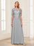 A-Line/Princess Scoop Half Sleeves Floor-Length Mother of the Bride Dresses with Applique & Lace