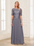 A-Line/Princess Scoop Half Sleeves Floor-Length Mother of the Bride Dresses with Applique & Lace