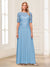 A-Line/Princess Scoop Half Sleeves Floor-Length Mother of the Bride Dresses with Applique & Lace