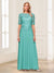 A-Line/Princess Scoop Half Sleeves Floor-Length Mother of the Bride Dresses with Applique & Lace