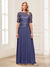 A-Line/Princess Scoop Half Sleeves Floor-Length Mother of the Bride Dresses with Applique & Lace