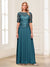 A-Line/Princess Scoop Half Sleeves Floor-Length Mother of the Bride Dresses with Applique & Lace
