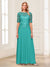 A-Line/Princess Scoop Half Sleeves Floor-Length Mother of the Bride Dresses with Applique & Lace