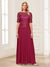 A-Line/Princess Scoop Half Sleeves Floor-Length Mother of the Bride Dresses with Applique & Lace