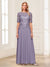 A-Line/Princess Scoop Half Sleeves Floor-Length Mother of the Bride Dresses with Applique & Lace