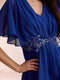 Jumpsuits V-Neck Short Sleeves Ankle-Length Mother of the Bride Dresses with Applique & Sash