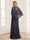 Sheath/Column V-Neck Half Sleeves Floor-Length Mother of the Bride Dresses with Applique & Lace