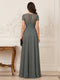 A-Line/Princess Scoop Short Sleeves Floor-Length Mother of the Bride Dresses with Lace