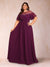 A-Line/Princess Scoop Short Sleeves Floor-Length Plus Size Mother of the Bride Dresses with Applique