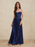 A-Line/Princess Sweetheart Strapless Basque Waist Floor-length Prom Dresses with Ruched