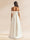 A-Line/Princess Off-the-Shoulder Short Sleeves Basque Waist Prom Dresses with Ruched