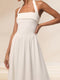 A-Line/Princess Halter Sleeveless Basque Waist Prom Dresses