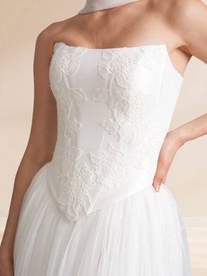 A-Line/Princess Sweetheart Strapless Basque Waist Prom Dresses