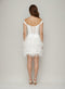 Sheath/Column Off-the-Shoulder Short Sleeves Basque Waist Prom Dresses with Feather