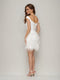 Sheath/Column Off-the-Shoulder Short Sleeves Basque Waist Prom Dresses with Feather