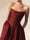 A-Line/Princess Strapless Sleeveless Basque Waist Prom Dresses with Ruched
