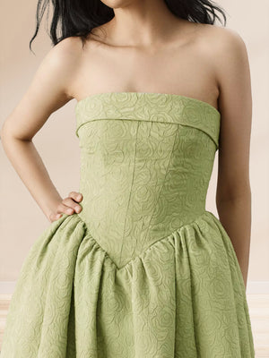 A-Line/Princess Strapless Sleeveless Basque Waist Prom Dresses with Ruched