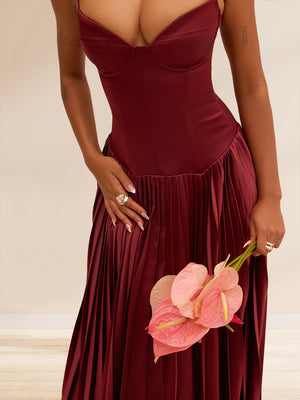 A-Line/Princess Spaghetti Straps Sleeveless Tea-Length Prom Dresses with Pleats