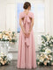 A-Line/Princess V-Neck Short Sleeves Chiffon Bridesmaid Dresses With Bowknot