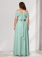 A-Line/Princess V-Neck Short Sleeves Chiffon Plus Size Bridesmaid Dresses With Bowknot