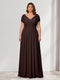 A-Line/Princess V-Neck Short Sleeves Chiffon Plus Size Bridesmaid Dresses With Bowknot
