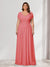 A-Line/Princess V-Neck Short Sleeves Chiffon Plus Size Bridesmaid Dresses With Bowknot