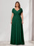 A-Line/Princess V-Neck Short Sleeves Chiffon Plus Size Bridesmaid Dresses With Bowknot