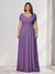 A-Line/Princess V-Neck Short Sleeves Chiffon Plus Size Bridesmaid Dresses With Bowknot