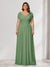 A-Line/Princess V-Neck Short Sleeves Chiffon Plus Size Bridesmaid Dresses With Bowknot
