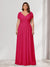 A-Line/Princess V-Neck Short Sleeves Chiffon Plus Size Bridesmaid Dresses With Bowknot