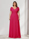 A-Line/Princess V-Neck Short Sleeves Chiffon Plus Size Bridesmaid Dresses With Bowknot