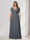 A-Line/Princess V-Neck Short Sleeves Chiffon Plus Size Bridesmaid Dresses With Bowknot