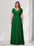 A-Line/Princess V-Neck Short Sleeves Chiffon Plus Size Bridesmaid Dresses With Bowknot
