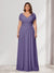 A-Line/Princess V-Neck Short Sleeves Chiffon Plus Size Bridesmaid Dresses With Bowknot