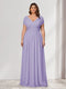 A-Line/Princess V-Neck Short Sleeves Chiffon Plus Size Bridesmaid Dresses With Bowknot