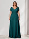 A-Line/Princess V-Neck Short Sleeves Chiffon Plus Size Bridesmaid Dresses With Bowknot