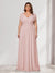 A-Line/Princess V-Neck Short Sleeves Chiffon Plus Size Bridesmaid Dresses With Bowknot