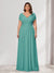 A-Line/Princess V-Neck Short Sleeves Chiffon Plus Size Bridesmaid Dresses With Bowknot