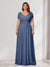 A-Line/Princess V-Neck Short Sleeves Chiffon Plus Size Bridesmaid Dresses With Bowknot